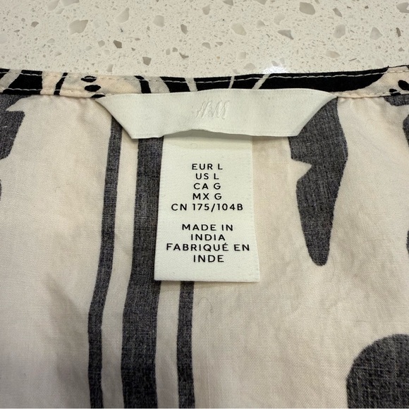 H&M Sleeveless Wrap V-Neck Dress Black White Cotton Size Large - Picture 2 of 14